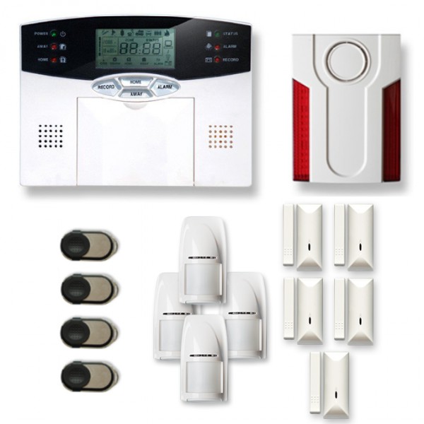 Alarme maison sans fil 4 à 5 pièces MN mouvement + intrusion + détecteur de  fumée + gaz + sirène extérieure solaire 